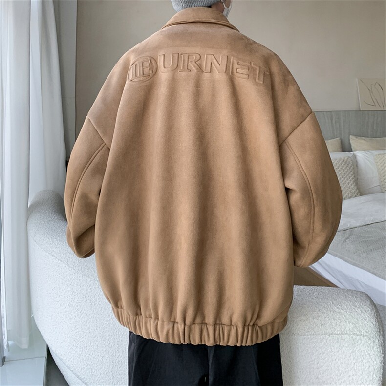 特P75控12824/秋季重磅鹿皮绒美式字母钢印翻领夹克外套JK2301,男装夹克,电商B370