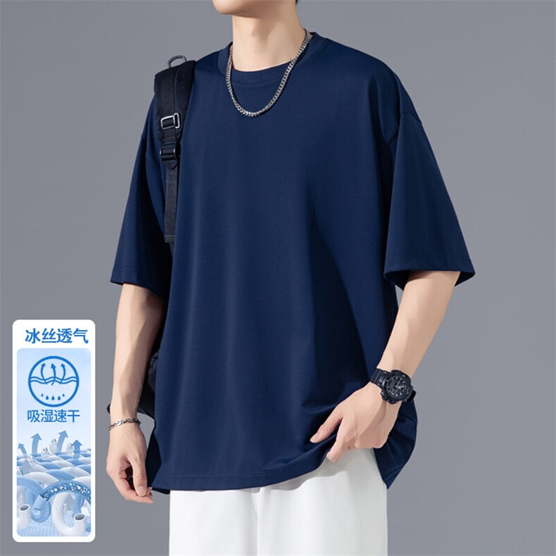 2025夏季新款无影墙大码冰丝短袖T恤M-5XHT25468-特P19,男装T恤,电商A022