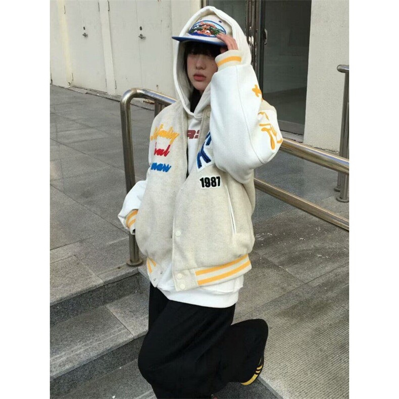网络图美式高街慵懒原宿潮流刺绣棒球服外套气质,男装夹克,星座410-7