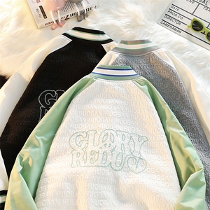 2023秋装新款男女同款棒球服韩版胸针刺绣简约夹克外套 8013-P95图片
