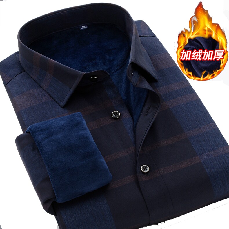 2020冬新款格子加绒保暖衬衫男士加厚衬衣加肥大码XL-9XL1510P95,男装衬衫,星座802