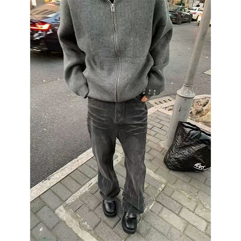 网图有货美式高街针织毛衣拉链连帽开衫男女宽松外套A975-P55,男装针织衫/毛衣,星座1505