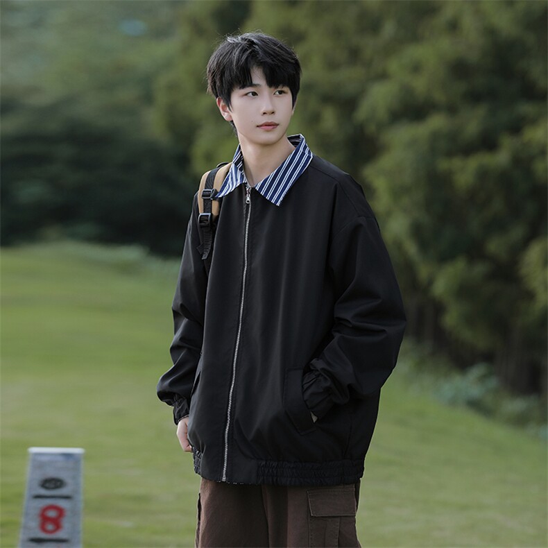 2025秋两面穿条纹外套男大码休闲夹克JK92P65,男装夹克,电商C323