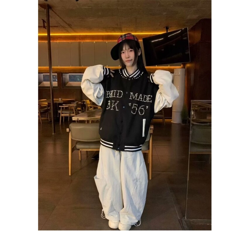 外套2025新款春季小狗刺绣宽松棒球服红色短款夹克女装W6443-P78,男装夹克,星座412-1