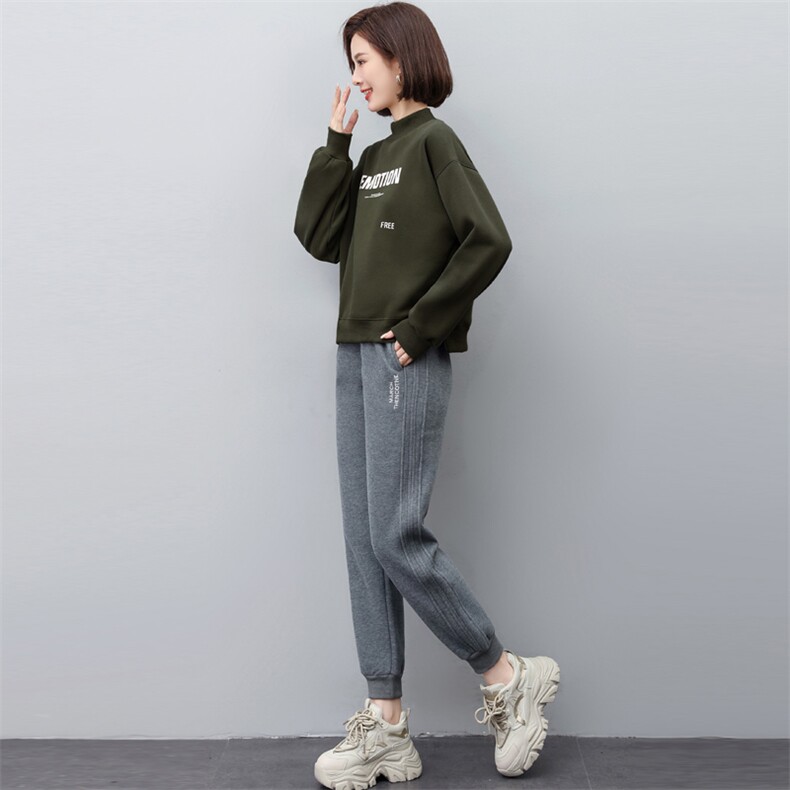 冬装女2022新款卫衣裤加绒秋冬季运动套装两件套,女装套装/套裙,涵誉