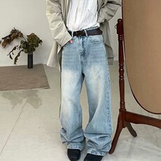 牛仔裤夏季美式复古潮牌破洞直筒裤水洗宽松阔腿休闲长裤nkk07P45，男装牛仔裤，电商D256-2(原A064-2)