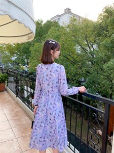韩版甜美淑女时尚气质高雅艺术盘扣复古风连衣裙图片