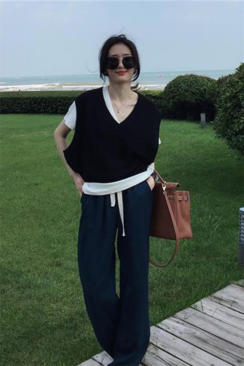 时尚百搭V领羊毛马甲女秋季新款显瘦气质外套,女装马甲,美雪羊绒