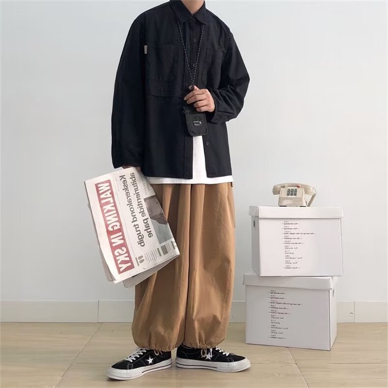 C232-P36纯色衬衫男长袖高级感潮牌防晒衬衣日系简约帅气,男装衬衫,电商B323A
