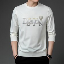 圆领长袖上衣男士春秋季2023新款潮牌卫衣时尚印花中年春装男，男装卫衣，电商B212（原钱塘6029）