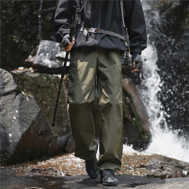 GENIOLAMODE黑色徒步山系防水冲锋裤男士2025春秋款宽松休闲运动,男装休闲裤,电商A099