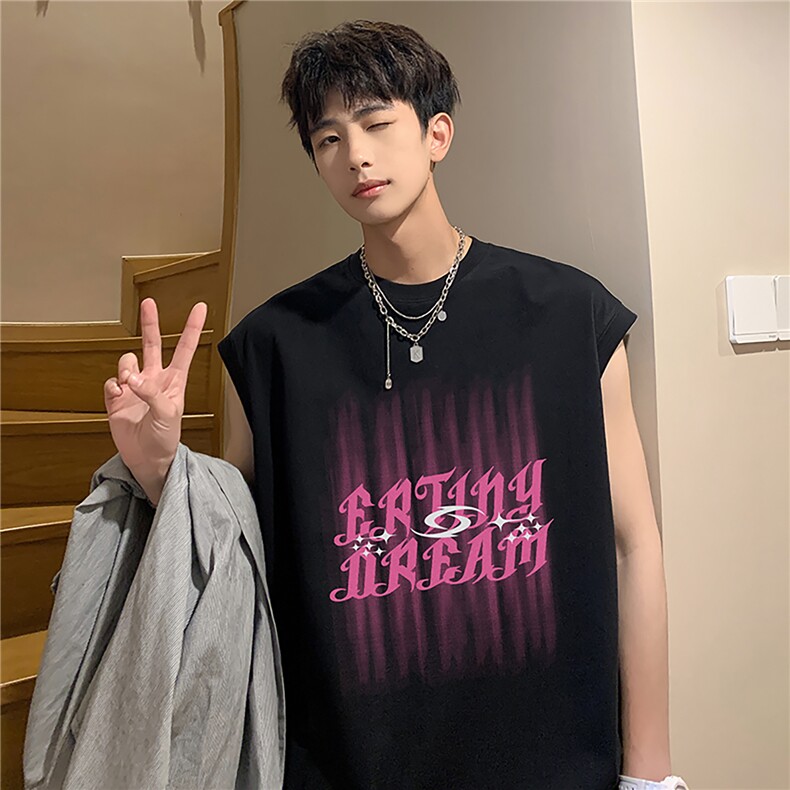2024新款复古潮流印花无袖男女宽松运动健身美式背心M4060特p18,男装背心/马甲,星座610B-1