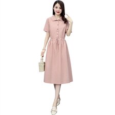 连衣裙2021年夏季潮流舒适简约时尚中长款纯色，女装连衣裙，铭街依杨