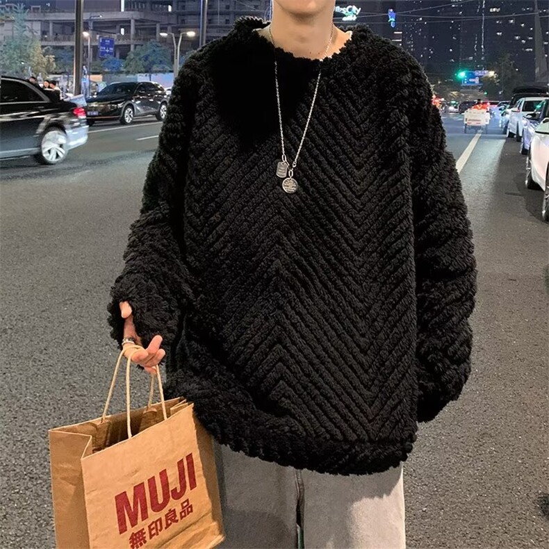 毛毛卫衣男韩版潮流冬季保暖2023新款ins宽松百搭外套WB146-P43图片