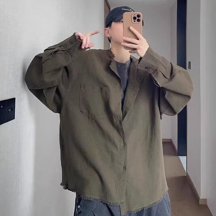 有货DS290-特批38日系复古毛边设计感长袖衬衫男士春秋,男装衬衫,星座603-2