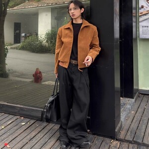麂皮绒进口仿牛绒正肩版cleanfit合身短宽翻领夹克 B136-P67图片