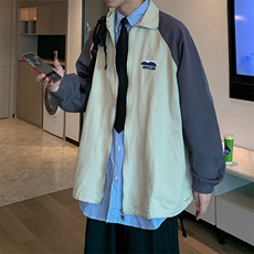 休闲宽松百搭外套嘻哈新款潮牌男拼接撞色夹克棒球服W1441-P50，男装夹克，星座512-2