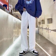 灯芯绒直筒阔腿裤子男春秋季拼接大码裤子A394P35，男装休闲裤，星座1116-2