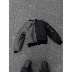 【有货】GJ17CC-特P85双面穿棒球服外套男设计感飞行员夹克,千鸟格短款搭配包臀裙图片