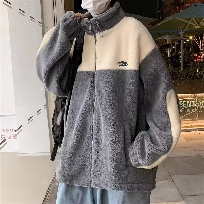 羊羔毛外套棉衣男士冬季韩版潮流加绒加厚保暖棉服宽松羊羔绒棉袄,男装棉衣,星座1013