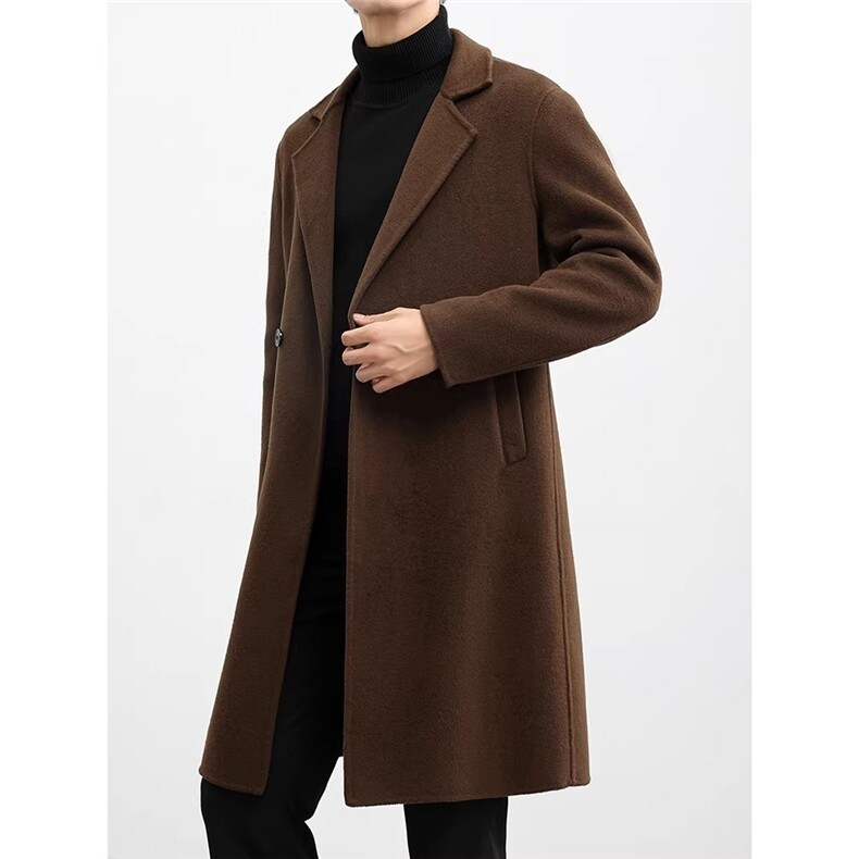 秋冬长款过膝双面羊绒大衣男双排扣韩版西装宽松子风衣外套，男装西服套装，星座506A