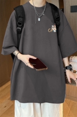 量大优可提供视频2024夏季新美式短袖T恤D223A-T24123-P18，男装T恤，电商019-1