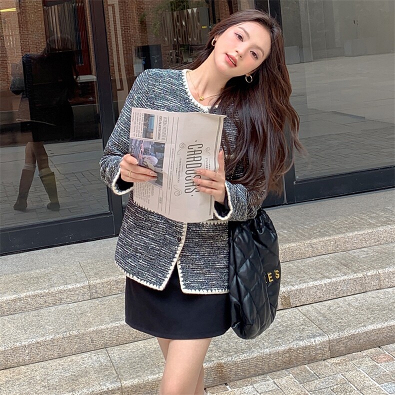 法式气质重工圆领小香风外套女2025春秋季新款显瘦高级感流行上衣图片