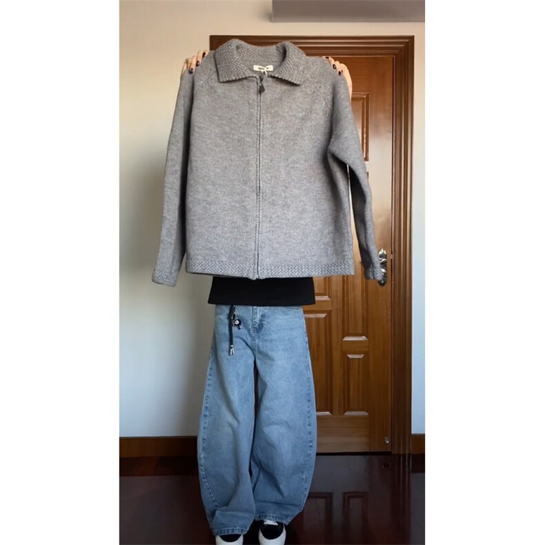 【有货】M349CC-特P65翻领毛衣开衫男慵懒拉链开衫针织外套,男装针织衫/毛衣,星座1007（原301D）
