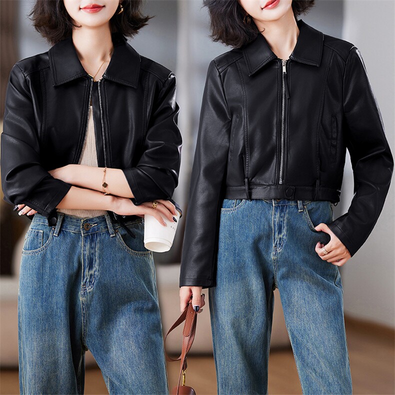 皮夹克短款外套女小个子春秋2024年新款高级感气质女装休闲PU皮衣,女装皮衣,跑量工厂店