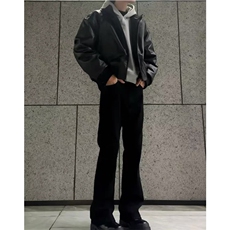 网图春季常规PU皮外套cleanfit廓形飞行员夹克短款皮衣J2534-P80，男装夹克，星座1213
