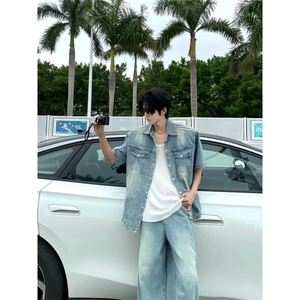 现货！cleanfit高级小众设计感 原版三杠垫肩牛仔衬衫JM989-P75图片