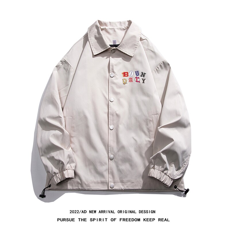 白底22秋冬潮流潮牌字母印花翻领教练服情侣夹克外套JK316P50控68,男装夹克,电商A247-1