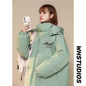 中性风22秋冬新款字母印花立领面包服连帽棉衣外套MY206P115控158图片