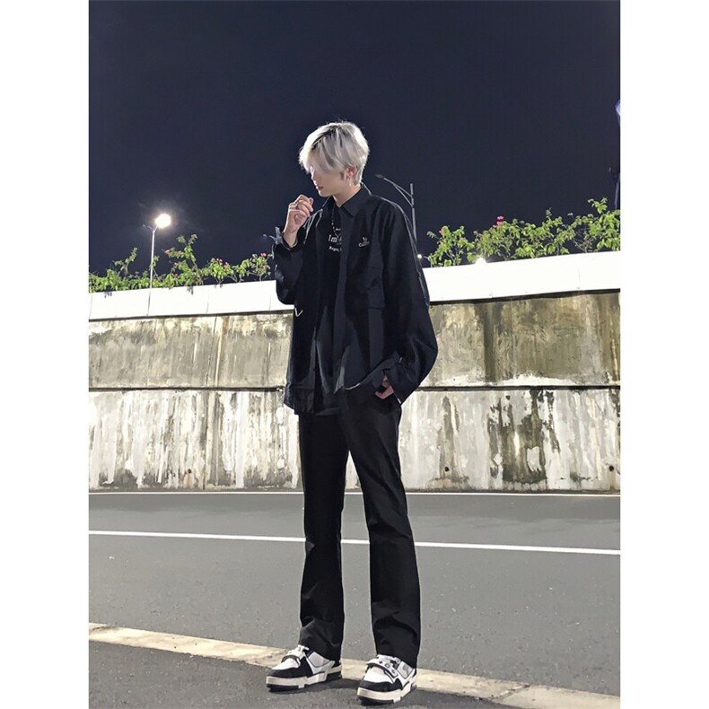 高街vibe纯色牛仔裤男款夏季修身直筒弹力微喇叭裤,男装牛仔裤,星座310A-4