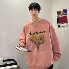 电商DSA028-LPWY2352100聚酯P30新款麂皮绒印花圆领卫衣男限48，男装卫衣，电商A028