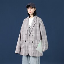 21春季港风格子西装男中性风西装女高品质现货DS-C407-XZ702-P75，女装西装，电商C323-1