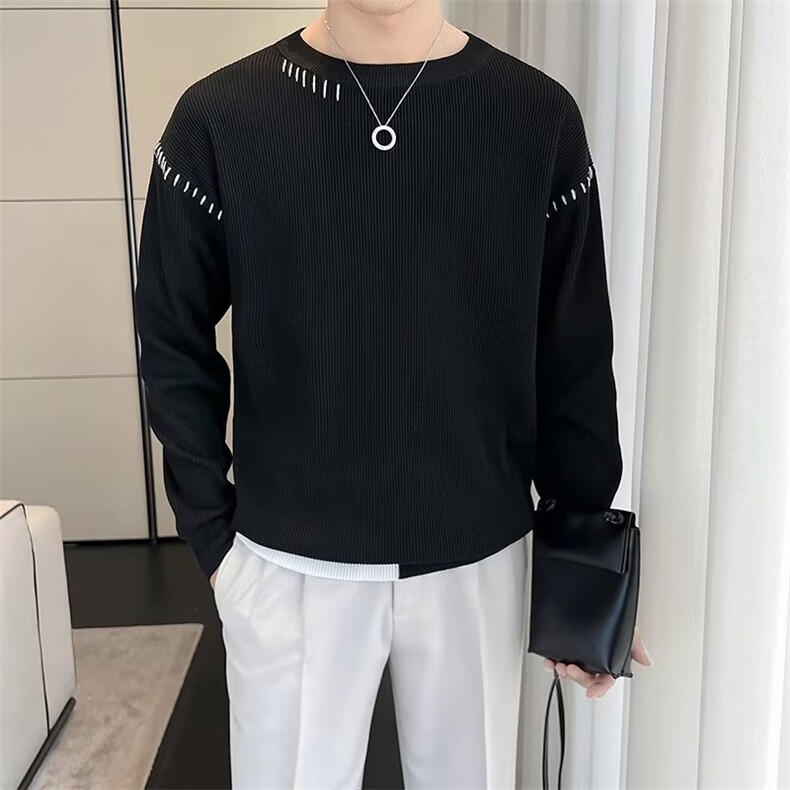 男装春秋季时尚圆领毛衣男士休闲针织衫线衣百搭打底衫S569,男装针织衫/毛衣,星座1116A-2（原606A-1）