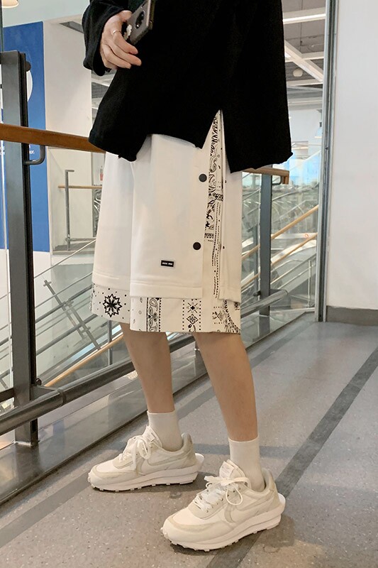 假两件排扣裤子男夏季短裤嘻哈宽松大码五分休闲中裤DK56P55控68，男装休闲裤，电商A089-1