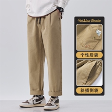 棉致新款工装裤男士宽松直筒休闲阔腿长裤秋冬季耐磨Z9886-P40特，男装休闲裤，星座509