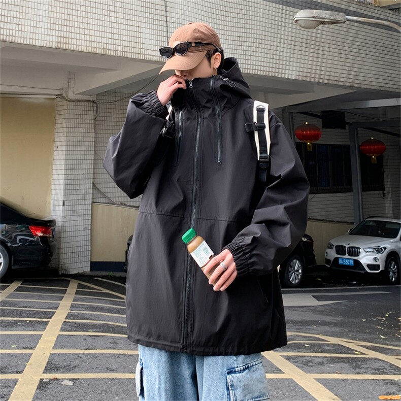 JK105/P65春装新款现货防水冲锋衣男外套连帽运动夹克宽松大码,男装夹克,电商基地A050