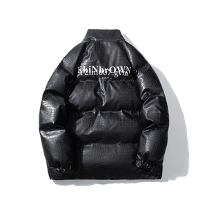 1白底鳄鱼纹手塞棉大码M-5XL夹克PU皮棉服外套男8507P120控158图片