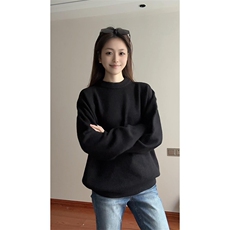 重磅秋冬男女纯色打底针织衫圆领套头半高领毛衣美式复古休闲上衣，男装T恤，电商A443