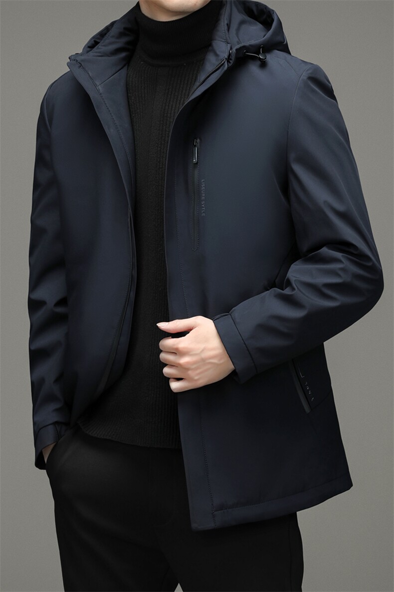 秋季2023新款羽绒服男连帽中年商务休闲男士保暖外套爸爸装上衣,男装羽绒服,电商B212（原钱塘6029）