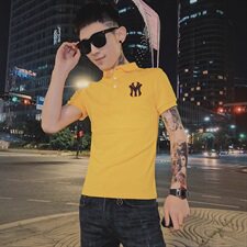 312A-537-P452021夏社会精神小伙短袖T恤男潮流翻领半袖POLO衫B，男装T恤，星座312A