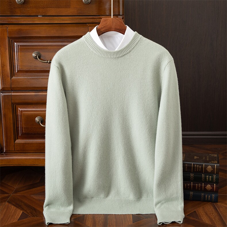 男士圆领羊绒时尚简约百搭羊绒衫保暖舒适，男装羊绒套衫，启东羊绒