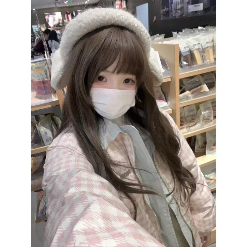 学院风撞色polo领双面穿棉服女冬季新款拼接格纹百搭保暖棉衣外套,男装夹克,星座506A