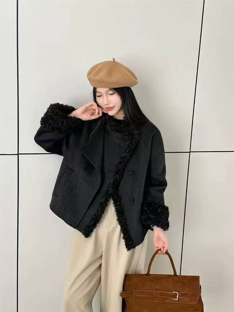 2025年秋季时尚百搭条去简约休闲短款羊毛衫,女装短外套,宸诺服饰