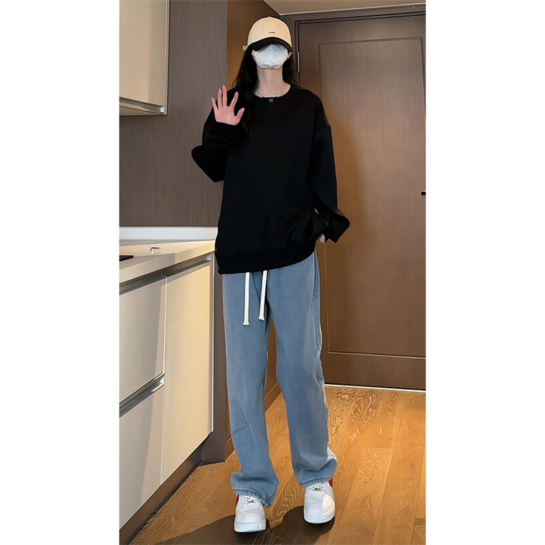 2026春季新款女模内景大码美潮高街圆领卫衣M-5XHW24070-特P40,男装卫衣,电商A022