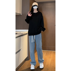 2026 春季新款 女模内景大码美潮高街圆领卫衣M-5X HW24070-特P40图片