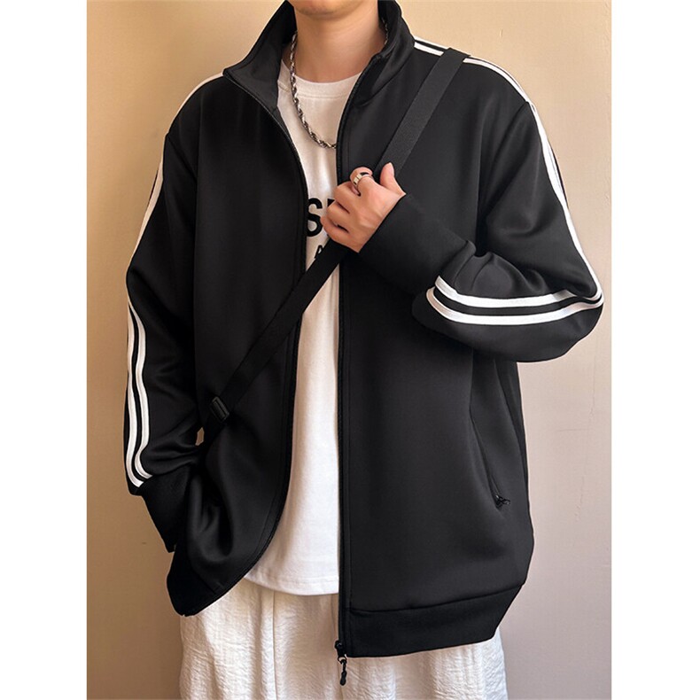 现货开衫卫衣外套男垂感运动服上衣宽松立领夹克A116P65加绒P75,男装夹克,电商A351